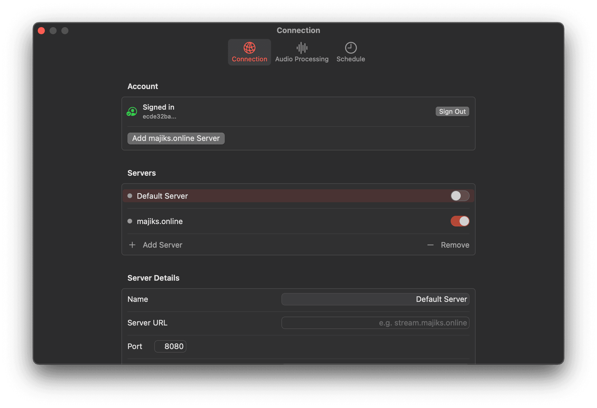 Connection Settings